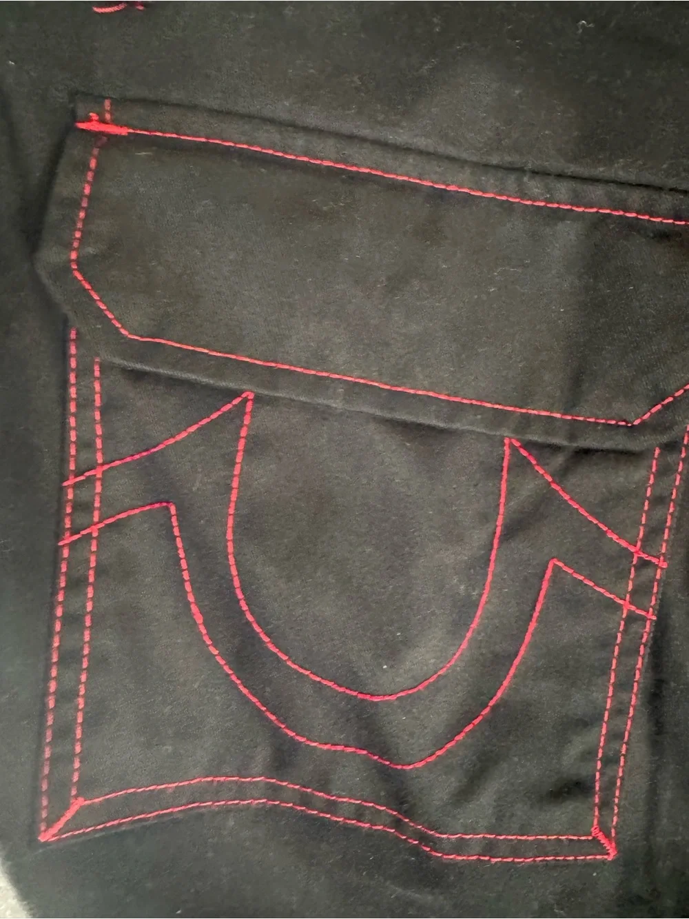 True Religion Style 108335 Black Cargo Pants with Red Stitching Size 34